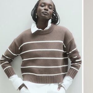 Quince 100% Organic Cotton Striped Crew Sweater